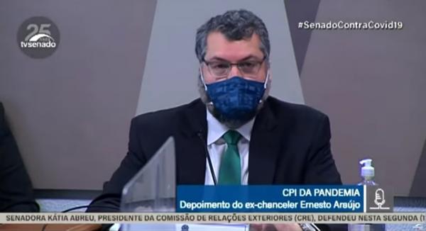 Ernesto Araújo presta depoimento à CPI da Pandemia nesta terça