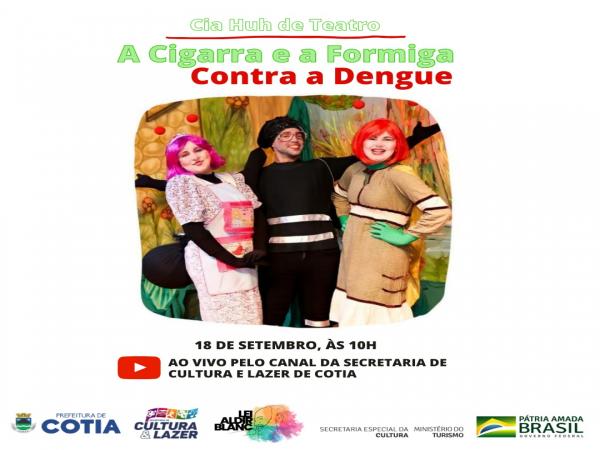 A cigarra e a formiga se unem contra a dengue em apresentação de teatro