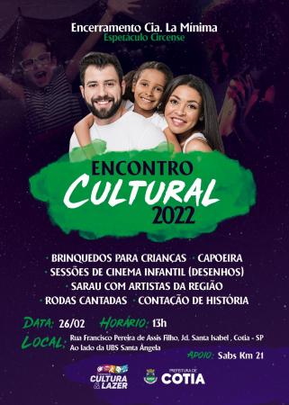1º Encontro Cultural de Cotia de 2022 no Km 21 será no sábado, 26/2