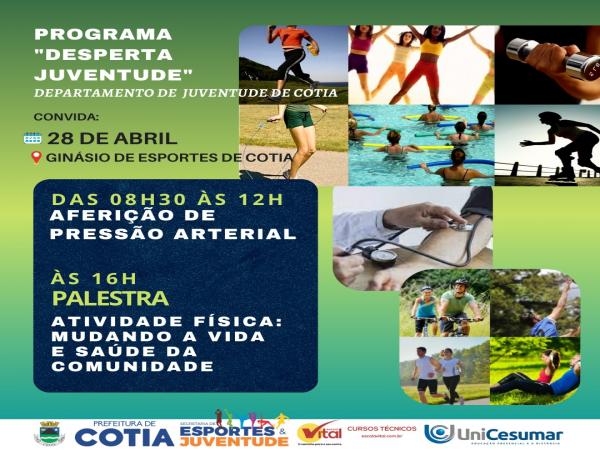 Dia 28 acontece o “Desperta Juventude”, no ginásio de esportes de Cotia