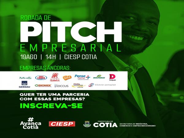 Projetos em busca de parceria podem se inscrever à Rodada de Pitch Empresarial de Cotia