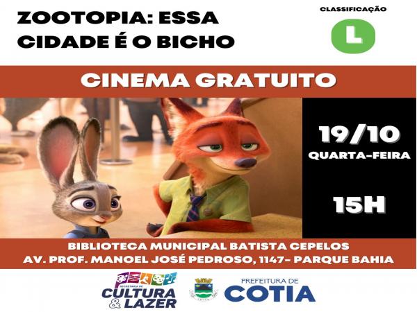 Amanhã (19/10) tem sessão de cinema com ‘Zootopia’ na Batista Cepelos