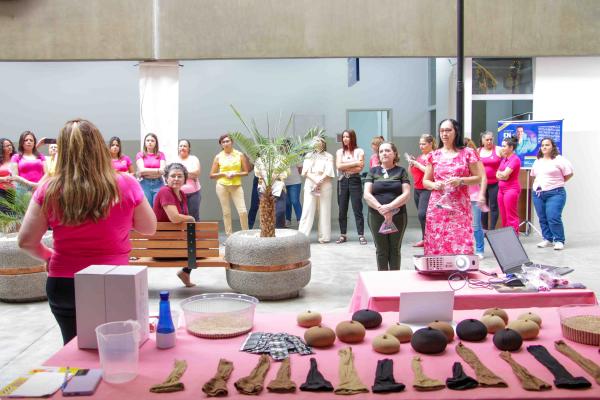Outubro Rosa: servidoras de Cotia acompanham palestra e oficina de mama