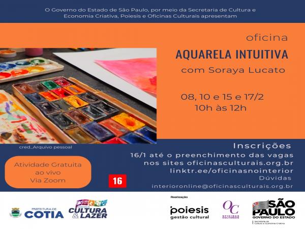 A partir de segunda, 16/01, estarão abertas as inscrições para diversas oficinas culturais on-line e gratuitas
