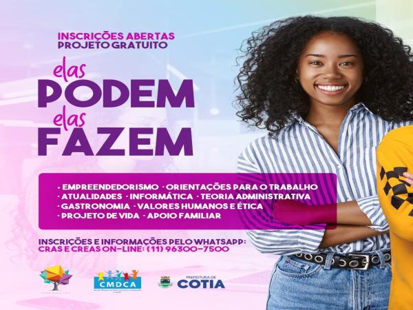 SDS tem vagas para os projetos ‘Jovens Talentos’ e ‘Elas Podem. Elas Fazem’