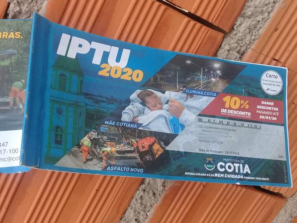 Cotia prorroga para o dia 31/01 o vencimento da 1ª parcela e da cota única do IPTU 2020