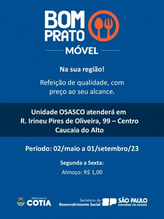 Caucaia do Alto recebe Programa Bom Prato Móvel a partir do dia 2 de maio
