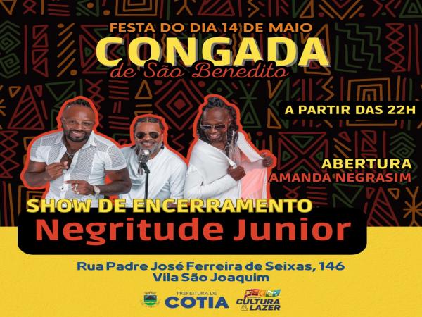 Show com o grupo Negritude Júnior encerrará a Festa da Congada de Cotia
