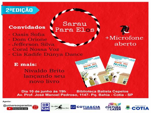 Dia 10/06 acontece a 2ª edição do Sarau Para Elos na Biblioteca Batista Cepelos