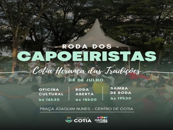 Dia 8 de julho tem mais uma edição do projeto “Roda dos Capoeiristas de Cotia”