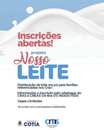 Secretaria de Desenvolvimento Social de Cotia abre inscrições para o Projeto ‘Nosso Leite’