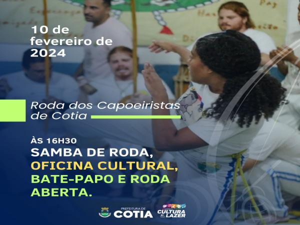 Dia 10/02, sábado, tem Roda dos Capoeiristas na Praça Joaquim Nunes