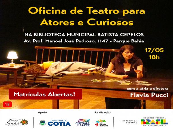 Inscrições abertas para oficina gratuita “Atuação para atores e curiosos”
