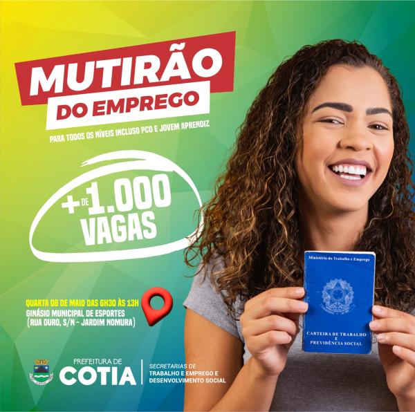 Hoje tem Mutirão do Emprego com mais de 1.100 vagas de trabalho