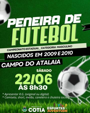Cotia fará peneira para compor time para a 52ª edição do Campeonato Estadual de Futebol