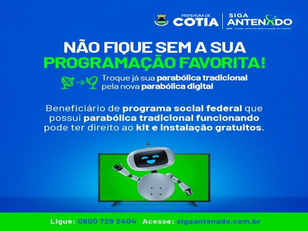 Inscritos em programas sociais federais podem solicitar a parabólica digital gratuitamente