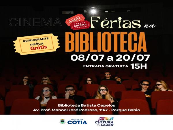Nas férias escolares a diversão está garantida todos os dias com cinema gratuito na biblioteca