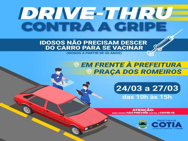 Cotia terá drive-thru de vacinação contra a gripe para idosos a partir de 60 anos